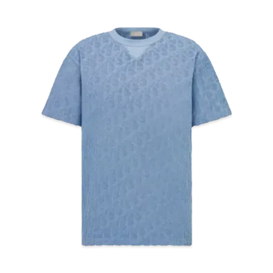 Dior Oblique Relaxed-Fit T-Shirt Terry Cotton Jacquard "Blue"