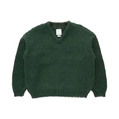 visvim Amplus V-Neck Hand-Knit "Green"