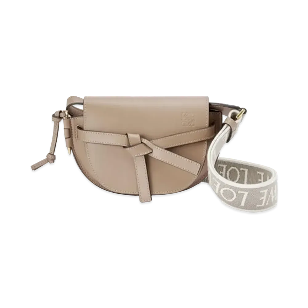 LOEWE Mini Gate Dual Bag In Soft Calfskin And Jacquard "Sand"