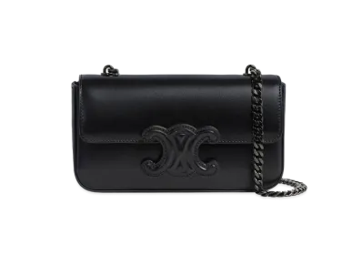 CELINE Chain Shoulder Bag Cuir Triomphe In Shiny Calfskin "Black/Black"