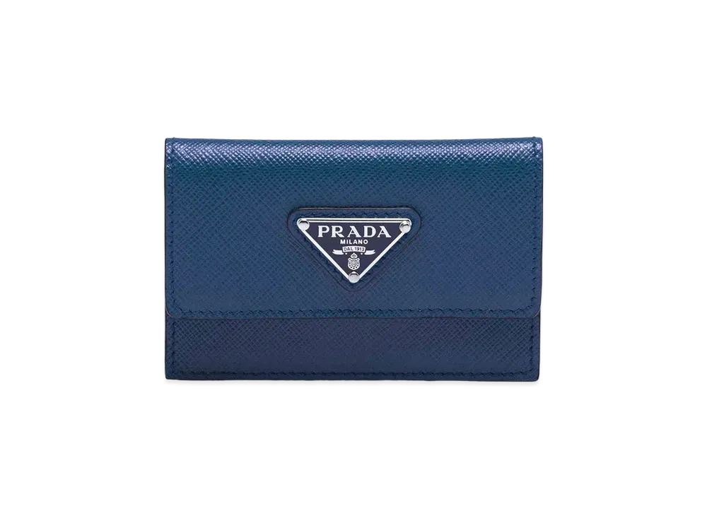 PRADA Saffiano Leather Card Case "Blue"