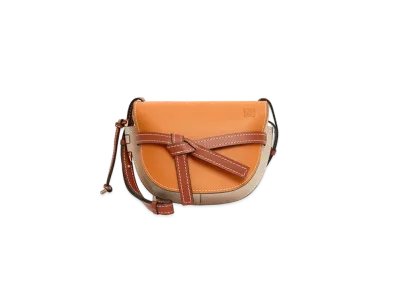 LOEWE Small Gate Bag In Soft Calfskin "Amber / Light Grey / Rust Colour"