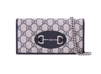GUCCI Gucci Horse Bit 1955 Chain Wallet GG Supreme Canvas "Beige/Blue"