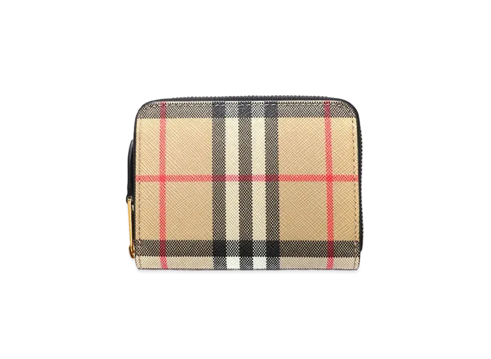 Burberry Vintage Check & Leather Zip Wallet "Archive Beige/Black"