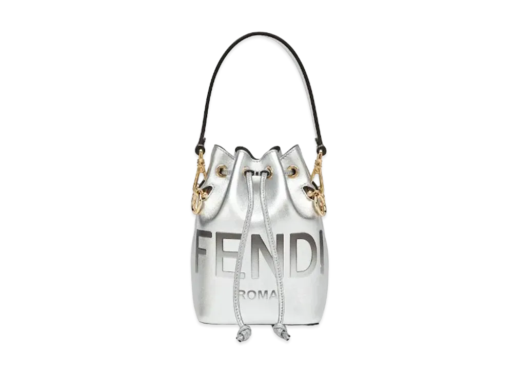 FENDI Montresor Laminate Leather Mini Bag "Silver"