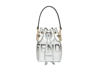 FENDI Montresor Laminate Leather Mini Bag "Silver"