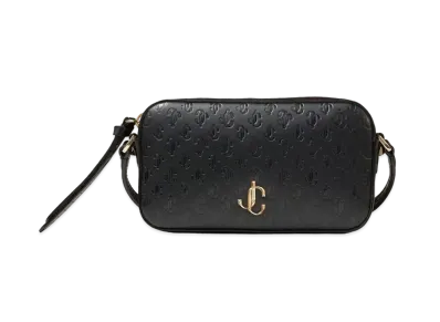 Jimmy Choo Hanne Suede And JC Pattern Crossbag Handbag "Black"