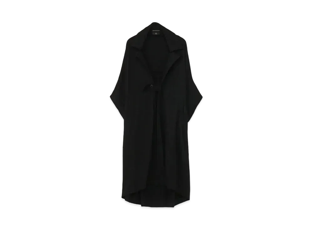 Yohji Yamamoto Y's SOFT SHRINKAGE PLAIN STITCH 1 BUTTON SQUARE COAT "Black"