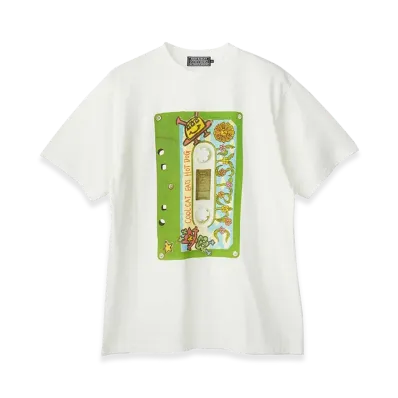 HYSTERIC GLAMOUR COOL CAT EATS HOT DOG T-Shirt "White"