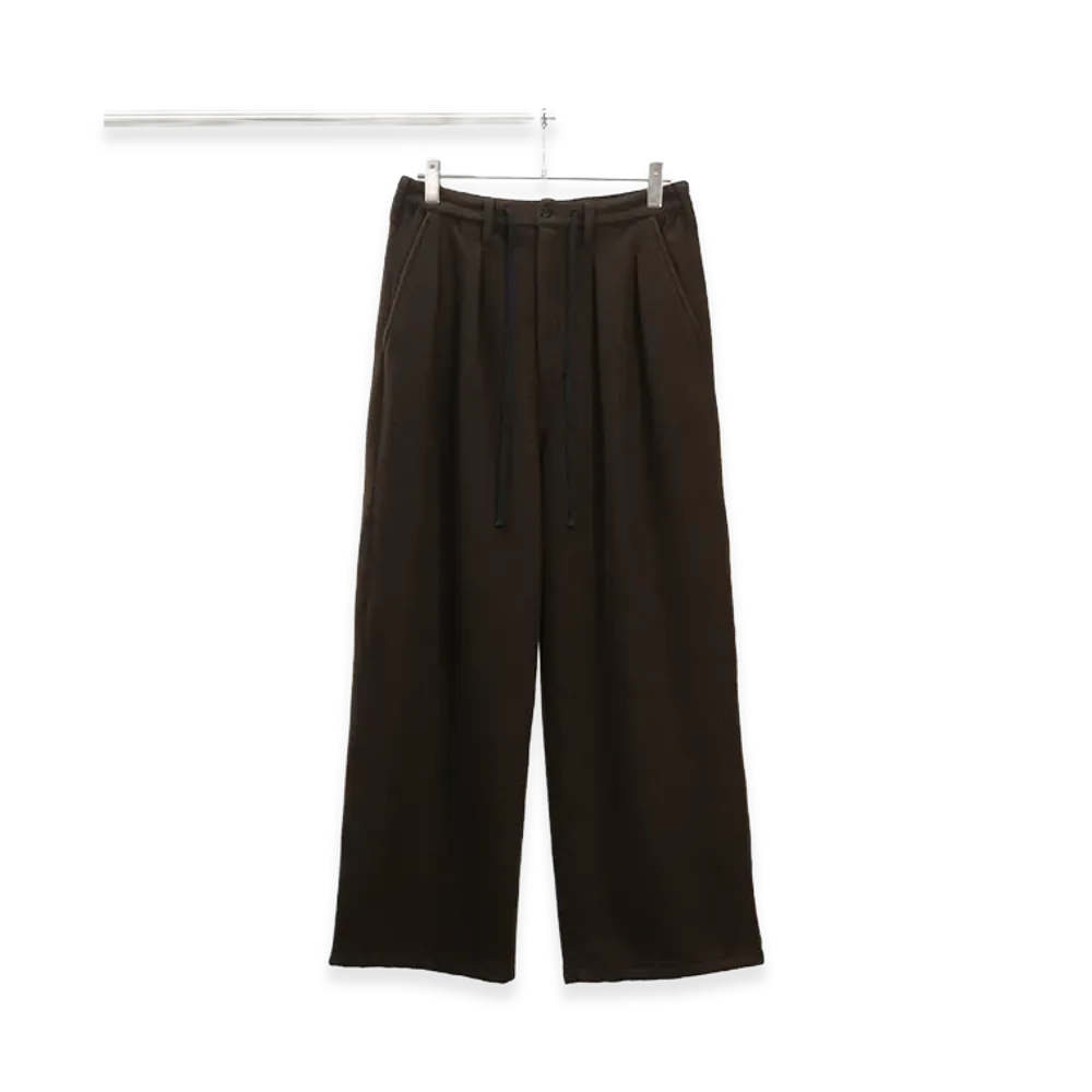 ANCELLM Wool Wide Easy Tuck Slacks "Dark Brown"