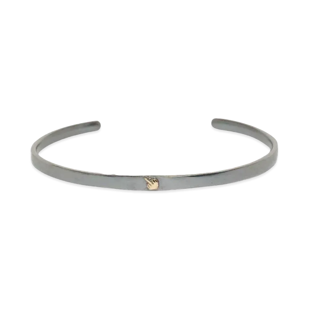 PORTER CLASSIC BLACK SILVER BANGLE W/GOLD MIDDLE FINGER "GOLD&SILVER"