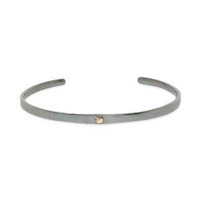 PORTER CLASSIC BLACK SILVER BANGLE W/GOLD MIDDLE FINGER "GOLD&SILVER"