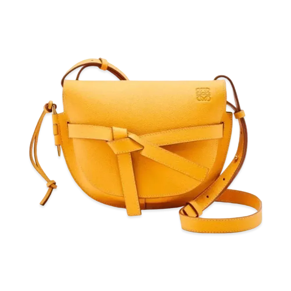LOEWE Small Gate Bag In Pebble Grain Calfskin "Yellow Mango"