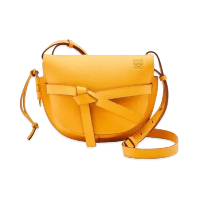 LOEWE Small Gate Bag In Pebble Grain Calfskin "Yellow Mango"