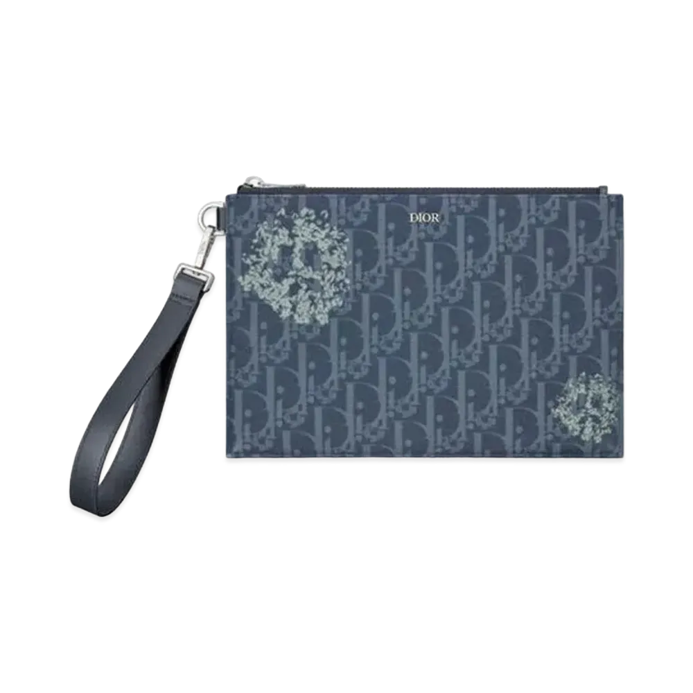 Dior Tears A5 Pouch Dior Oblique and Peace Sign Dior Tears Denim "Blue"