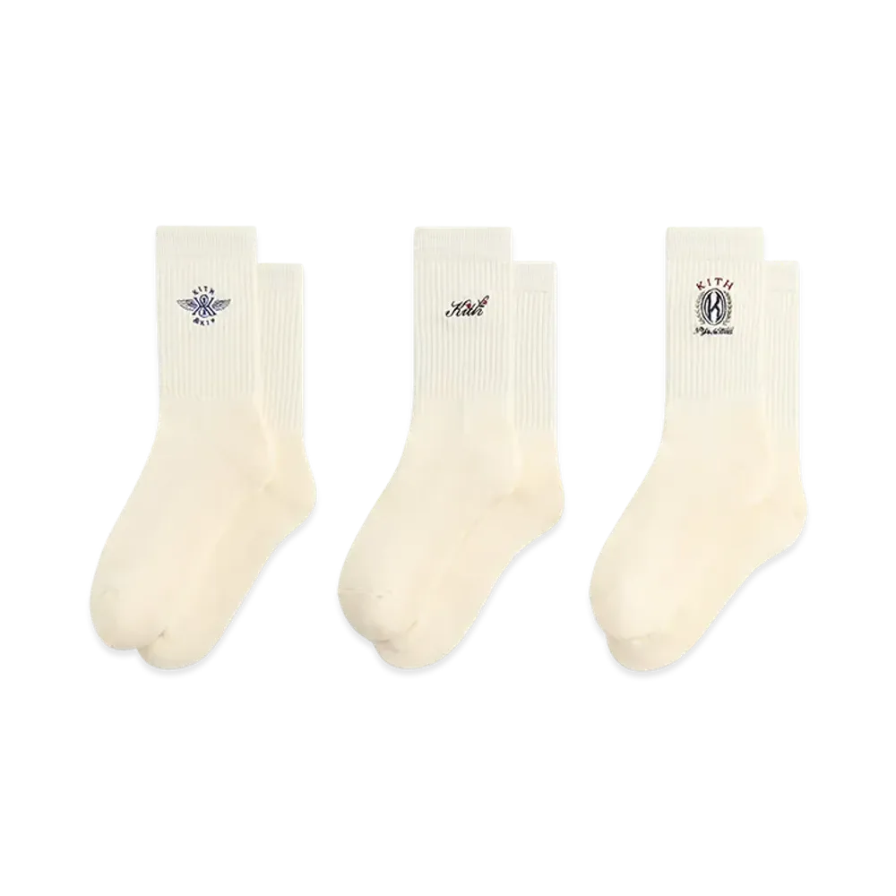 Kith 3-Pack Graphic Crew Socks "Silk"