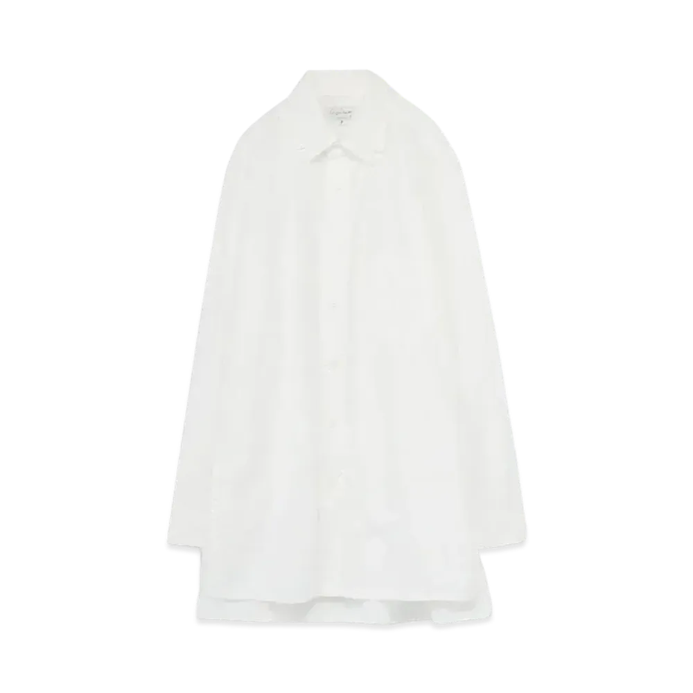 Yohji Yamamoto Pour Homme COTTON BROAD CHAIN STITCH DOUBLE COLLAR SHIRT "White"