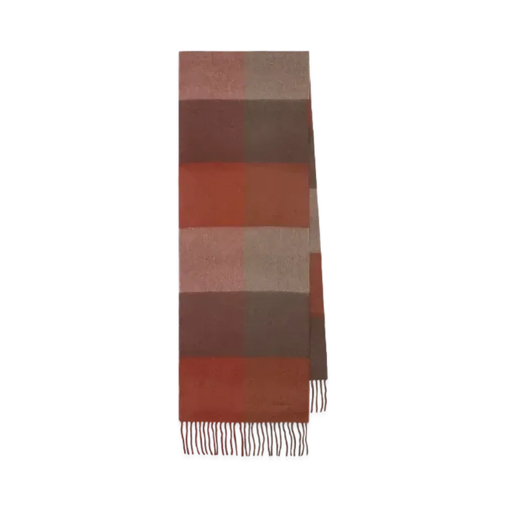 Paul Smith Block Check Cashmere Muffler "DarkBrown"