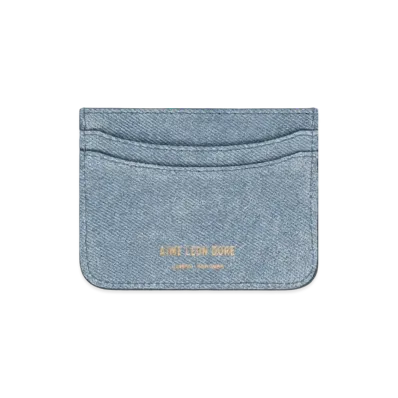 Aime Leon Dore Denim Printed Leather Card Holder "Light Blue"