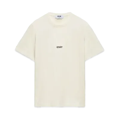 MSGM Jersey T-Shirt With Micro Logo Print "White"
