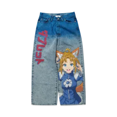 doublet Anime Hand Painting Denim Pants "Blue"