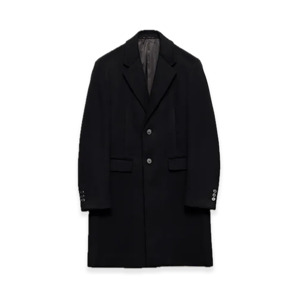 PRADA Single-Breasted Wool Blend Coat "Black"