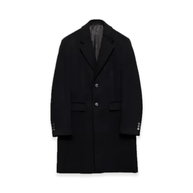 PRADA Single-Breasted Wool Blend Coat "Black"