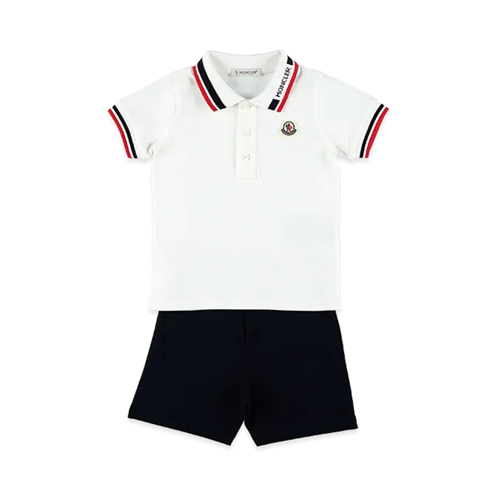 MONCLER Kids Polo Shirt And Shorts Set "White"