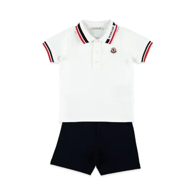 MONCLER Kids Polo Shirt And Shorts Set "White"