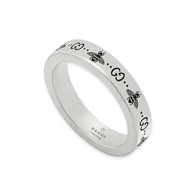 GUCCI GG Bee Engraved Thin Ring "Silver"