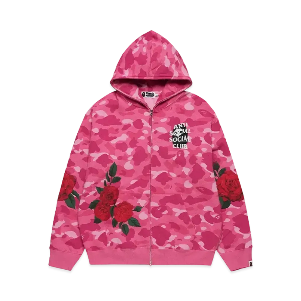 A BATHING APE x ANTI SOCIAL SOCIAL CLUB Assc Full Zip Hoodie "Pink"