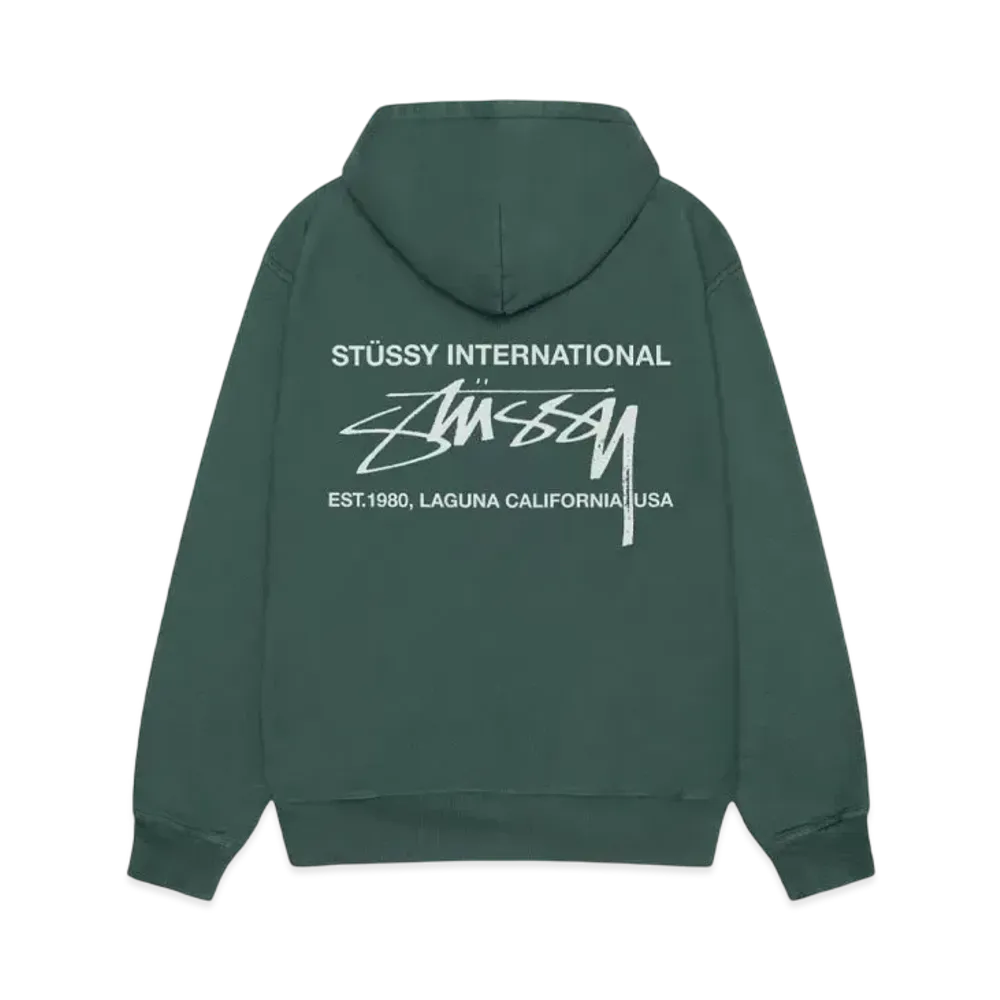 Stussy Smooth International Hoodie Pigment Dyed "Forest"