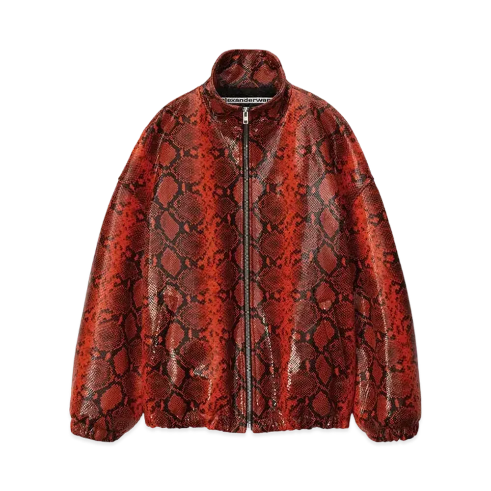 Alexander Wang Snakeskin Embossed Track Jacket "Red"