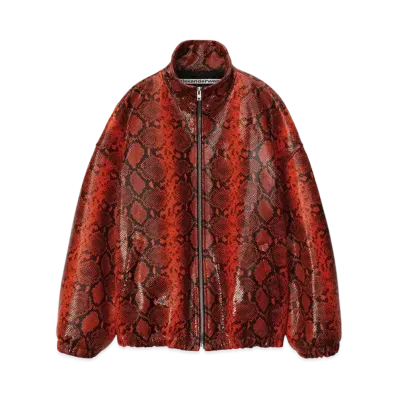 Alexander Wang Snakeskin Embossed Track Jacket "Red"