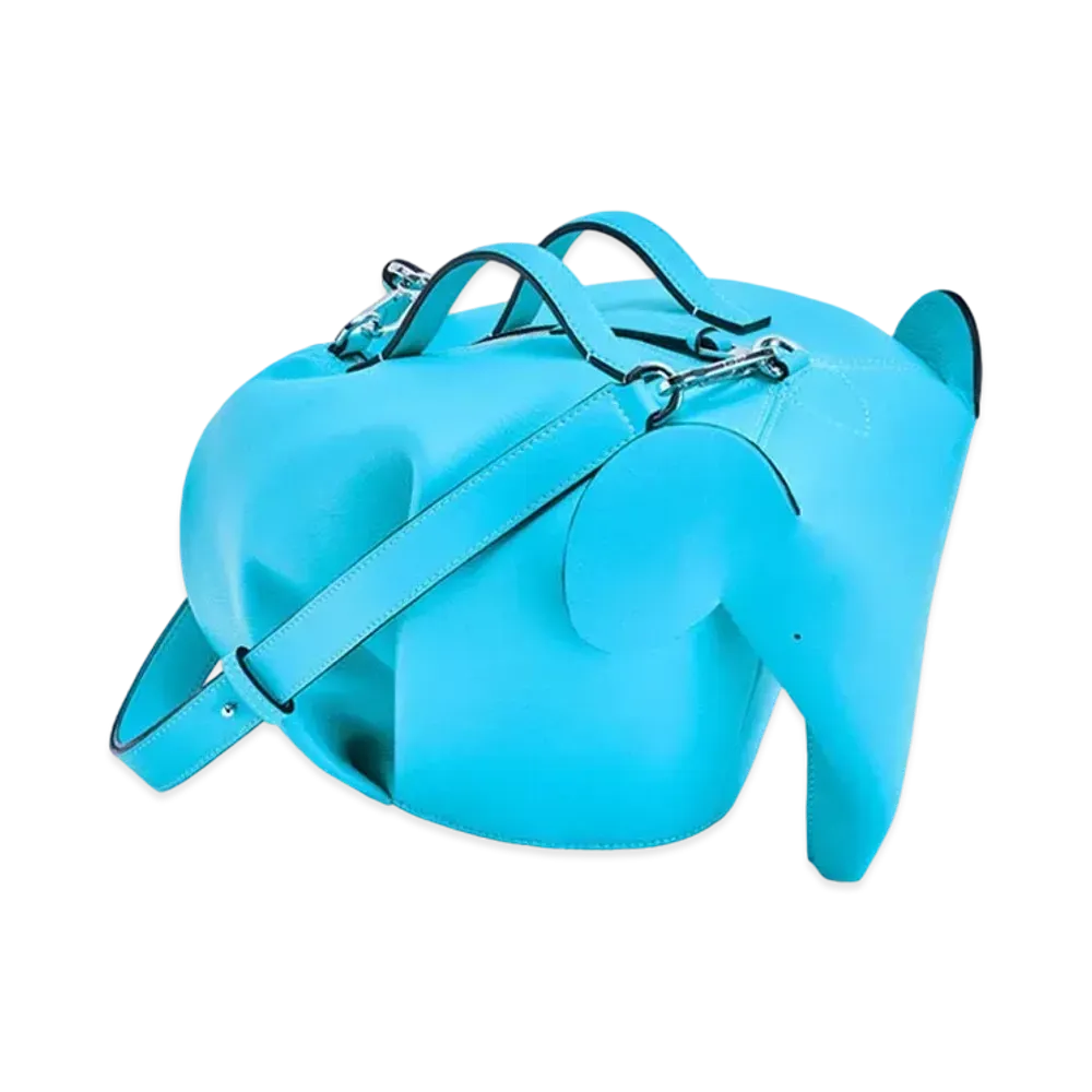 LOEWE Large Elephant Bag In Classic Calfskin "Cyan"