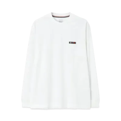 Paul Smith Signature Stripe Bar Long Sleeve Cut And Sew "White"
