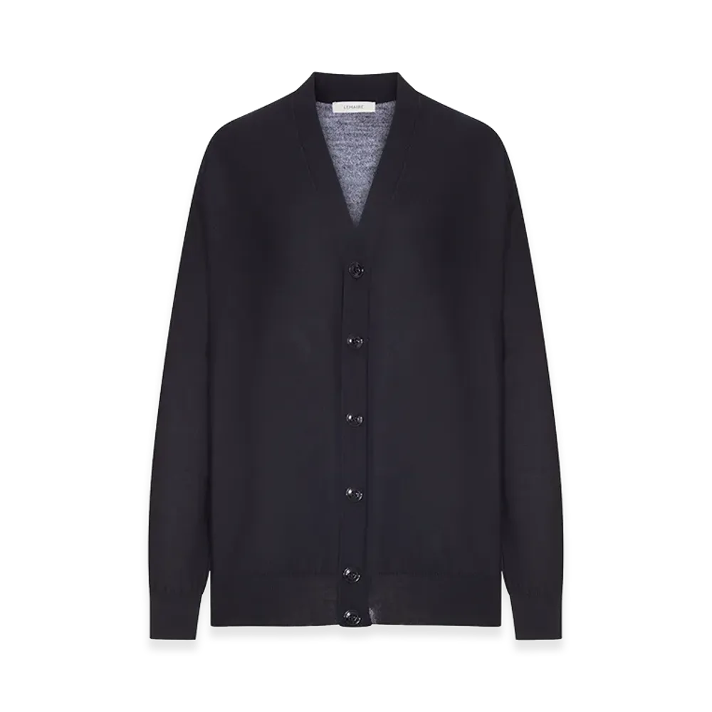 LEMAIRE Women's Relaxed Twisted Cardigan In Merino Blend "Black"