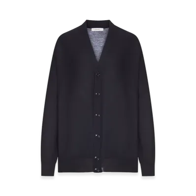 LEMAIRE Women's Relaxed Twisted Cardigan In Merino Blend "Black"