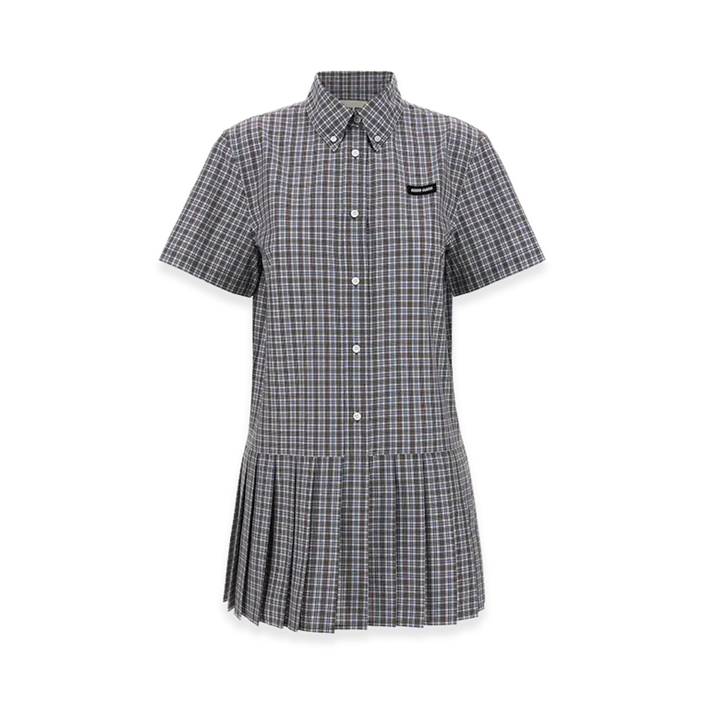 MIU MIU Women's Embroidered Cotton Mini Shirt Dress "Multicolor"