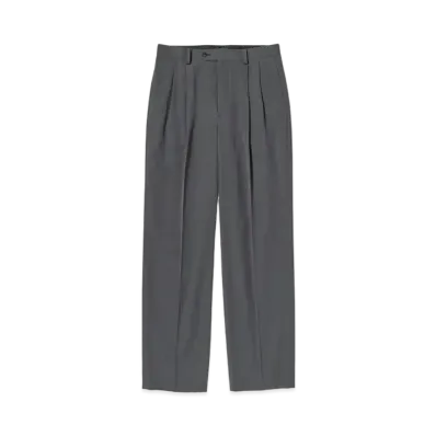 AURALEE LIGHT WOOL MAX GABARDINE TWO TUCK SLACKS "Charcoar Grey"