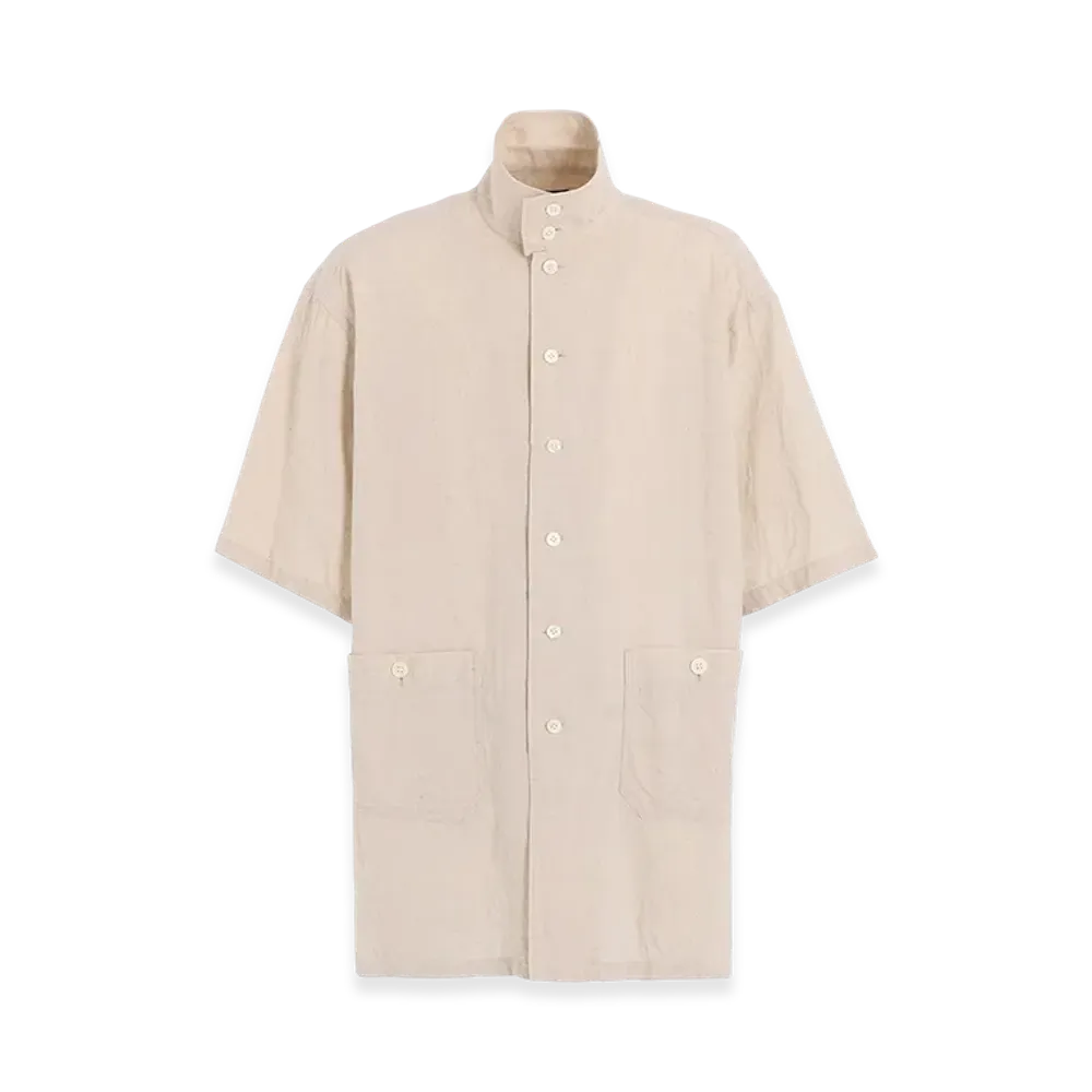 S'YTE Cotton/Linen Poplin Oversized Stand Collar Shirt "Ecru"