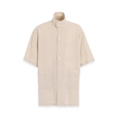 S'YTE Cotton/Linen Poplin Oversized Stand Collar Shirt "Ecru"