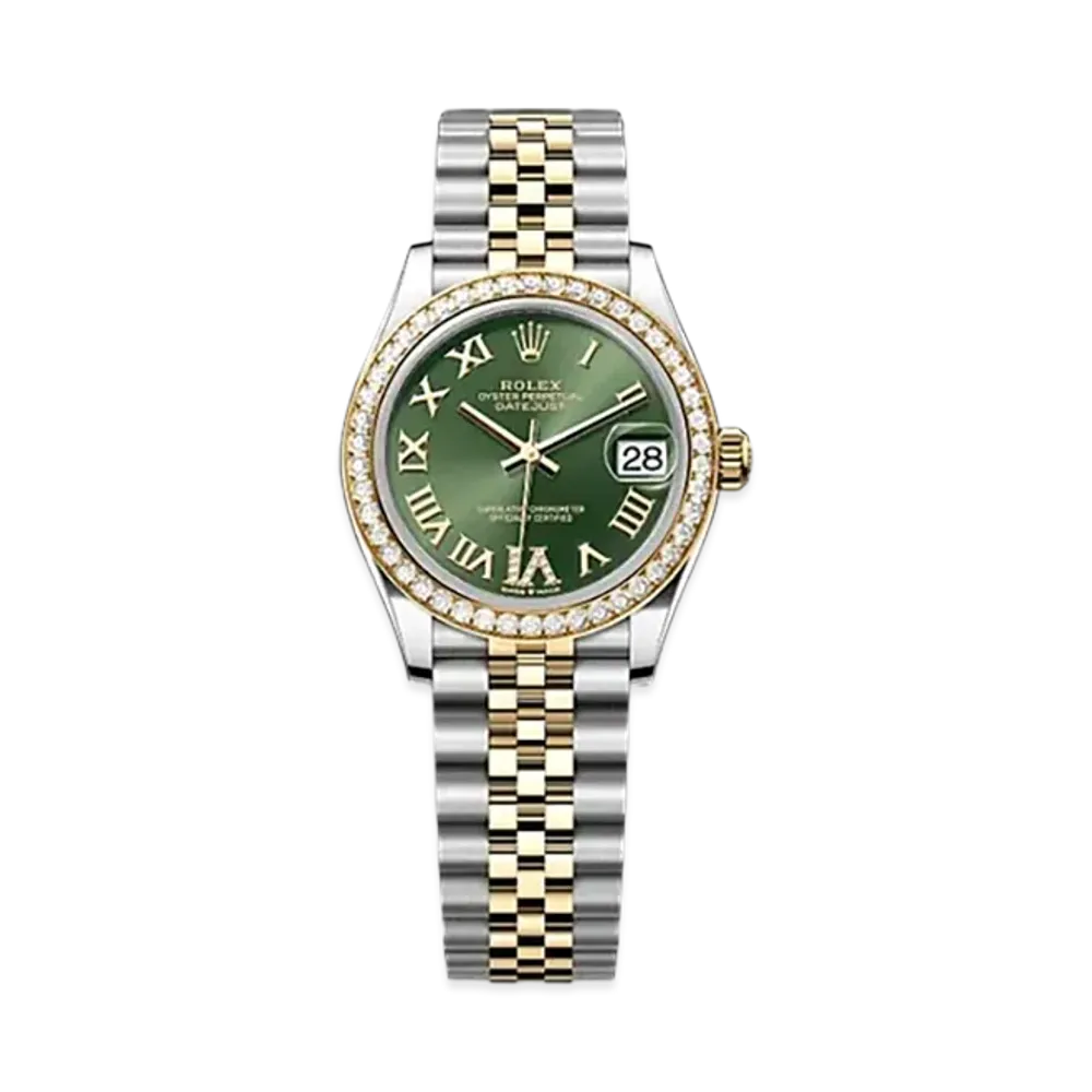 ROLEX Datejust 31mm Oystersteel & Yellow Gold Diamond 278383RBR "Olive Green"