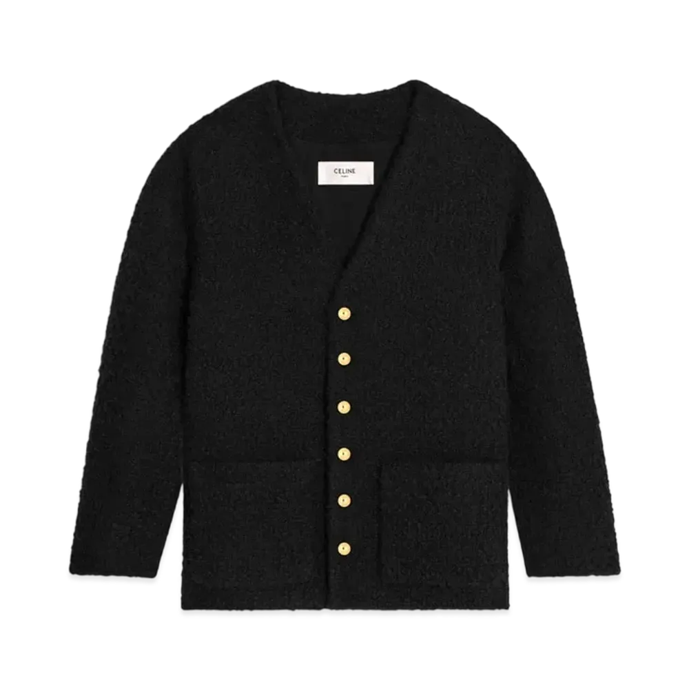 CELINE Oversized Jacket In Boucle Tweed Cashmere "Black"