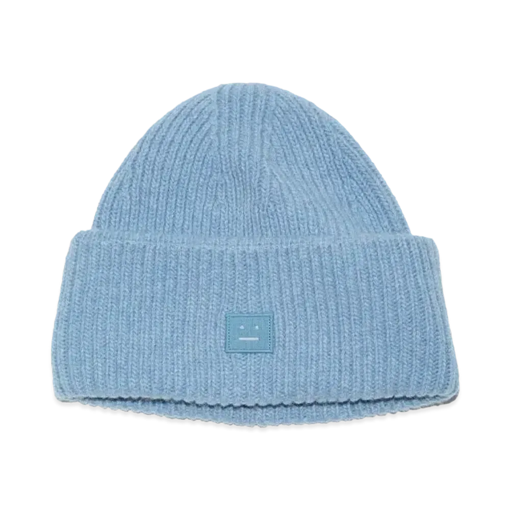 Acne Studios Small Face Logo Beanie "Steel Blue Melange"