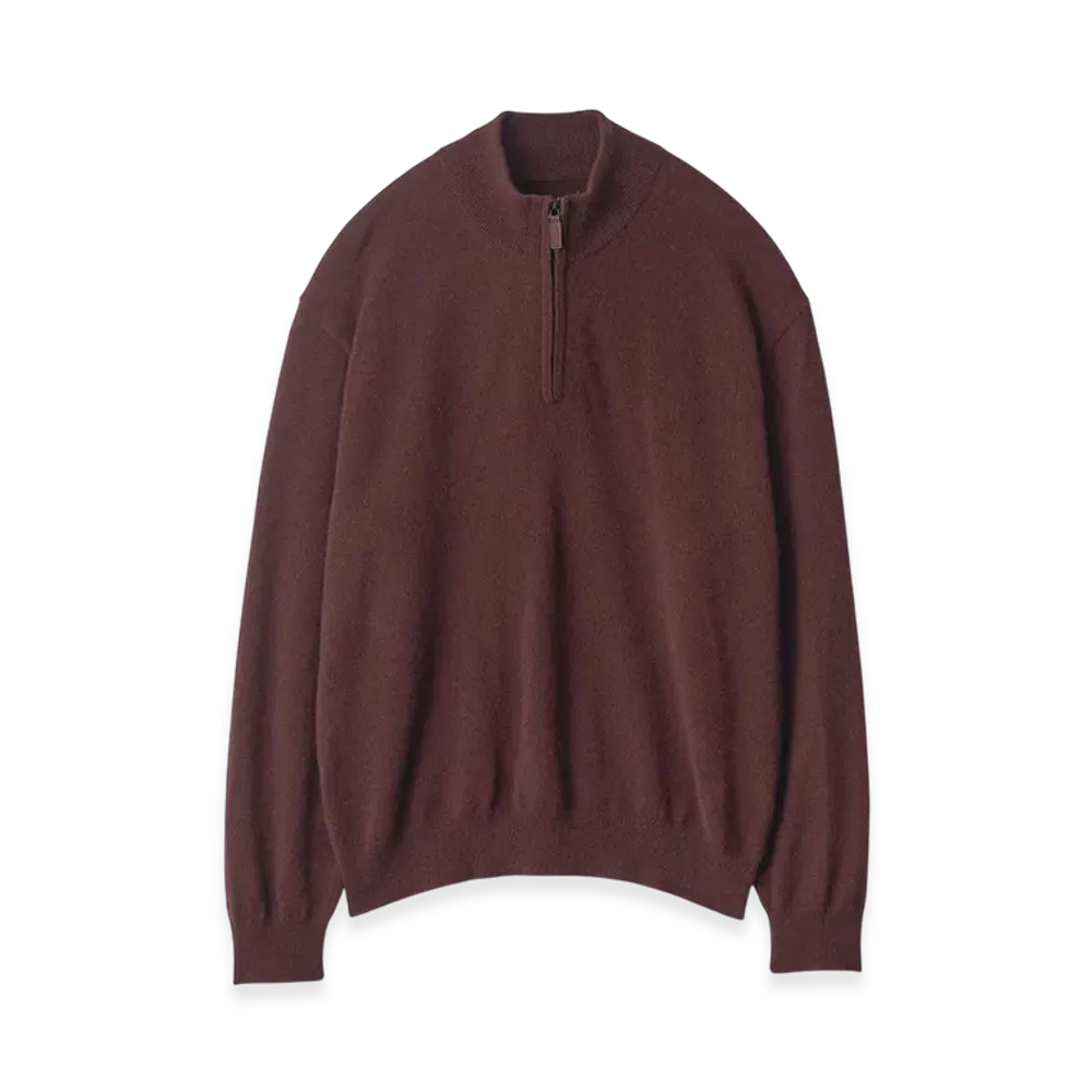 ssstein Pure Cashmere Knit Half Zip LS "Dark Brown"