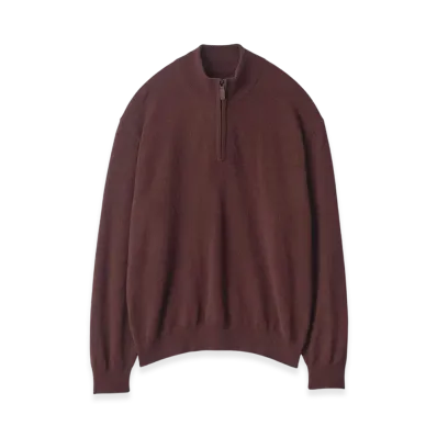 ssstein Pure Cashmere Knit Half Zip LS "Dark Brown"