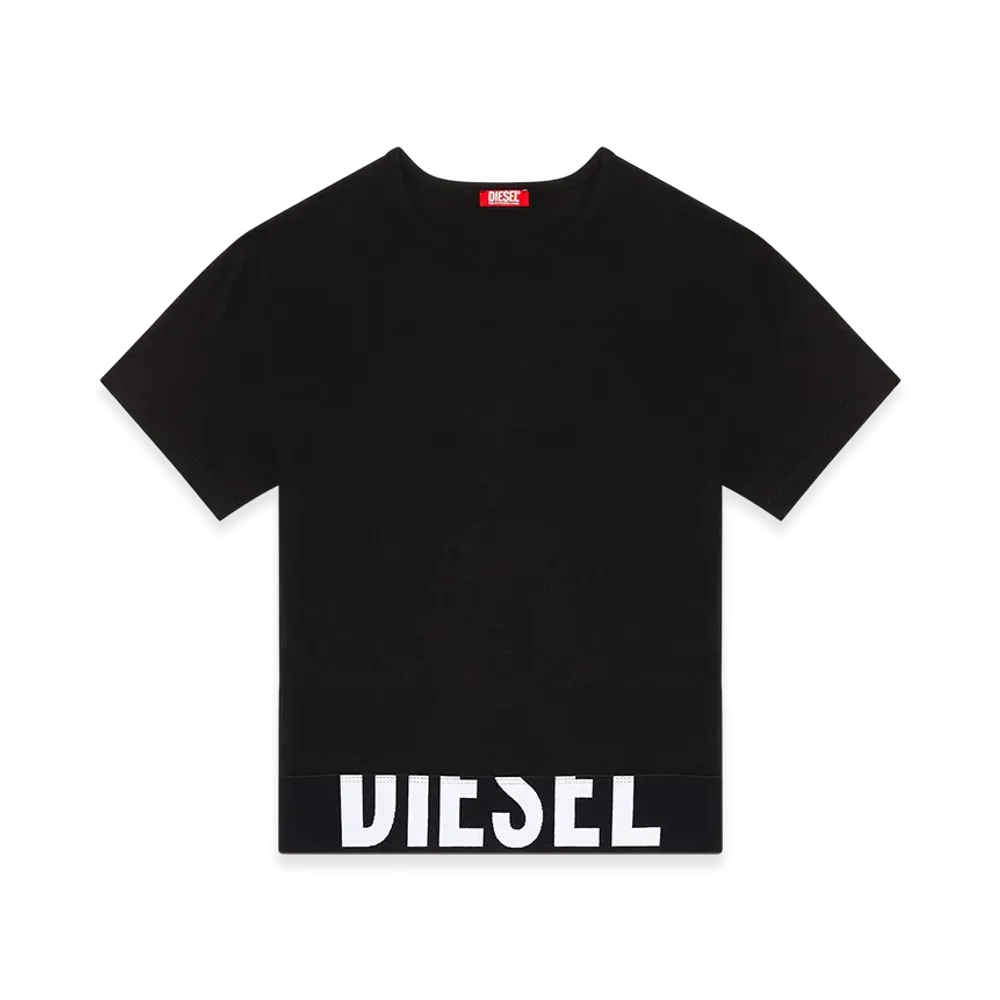 Diesel Uftee-Sport-Cropped-T-Shirt Sporty Top With Logo Band "Black"