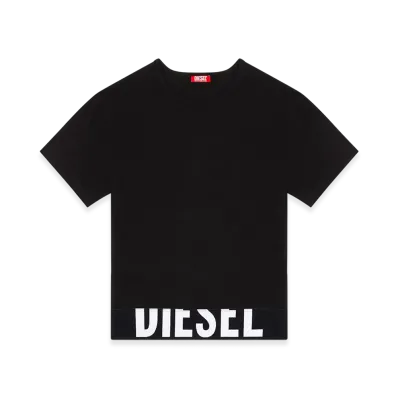 Diesel Uftee-Sport-Cropped-T-Shirt Sporty Top With Logo Band "Black"