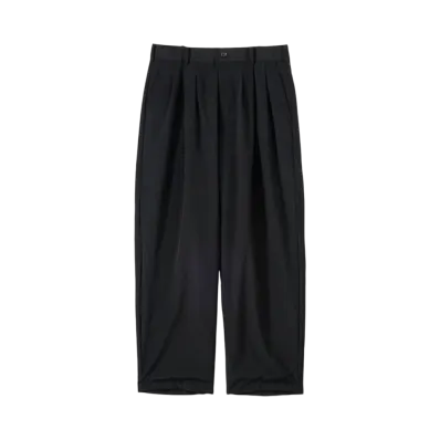 Graphpaper Boiled Wool 3 Pleat Trousers "Black"